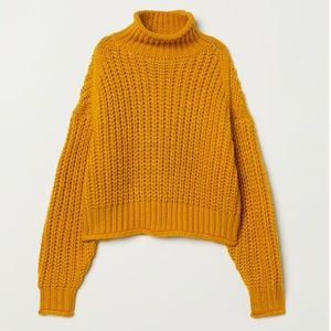 H&M ribbed turtleneck sweater chunky funnel knit S